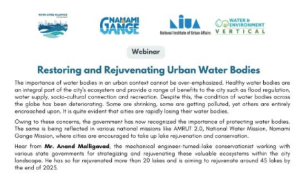 WEBINAR – RESTORING AND REJUVENATION URBAN WATERBODIES 